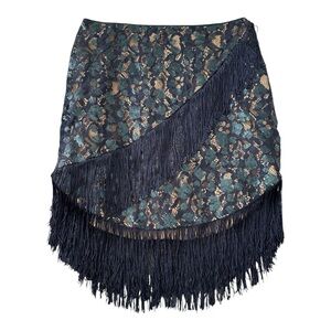 MAJORELLE Sofia Navy Blue Tassel Mini Skirt
